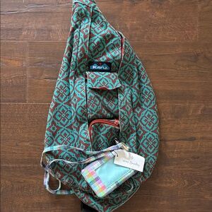 Kavu Turquoise and Maroon Geometric Sling Bag